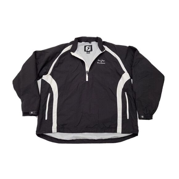 FootJoy Men’s Golf Windjacket Sz Large1/4 Zip Pockets Black/White - Picture 1 of 10